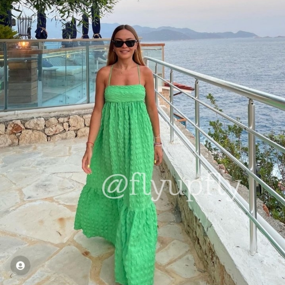 zara flowy voluminous dress | Dresses | Zara Textured Maxi Boho Green style-farmhouse